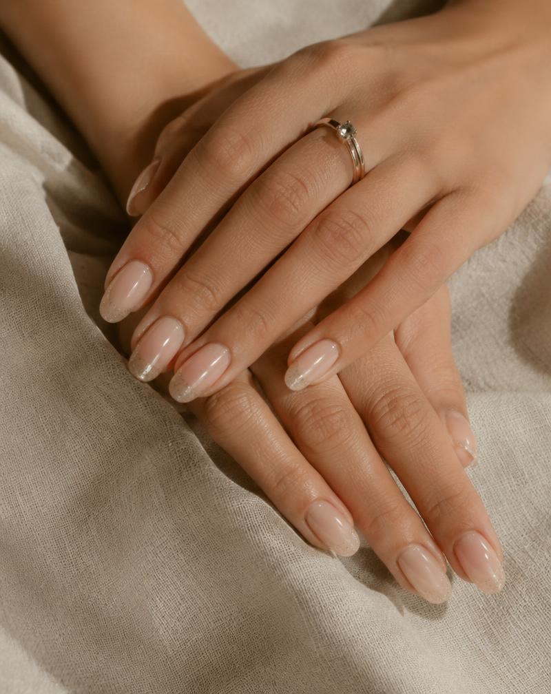 Nude champagne manicure